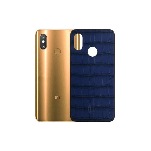 [PO18BMI8-0-17] Redmi 8 Leather Mobile Pouch - Stylish Navy Blue Protection