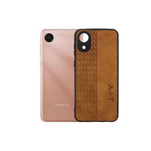 [PO18BSA03C-3-13] Samsung A03C Leather Case Mobile Pouch - Classic Brown Protection