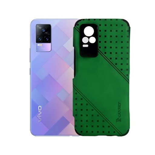 [PO18BVIV21E-6-11] Vivo V21E Leather Texture Mobile Pouch (Green)