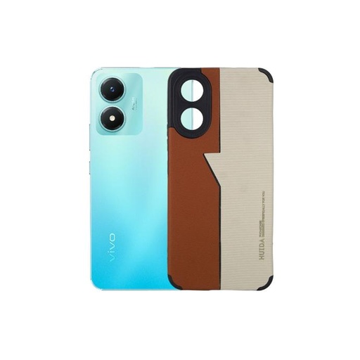 [PO18BVIY02S-3-13] Vivo Y02S (Huida) Dual Leather Case Mobile Pouch (Brown)