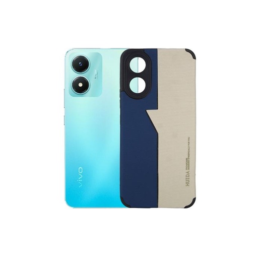 [PO18BVIY02S-3-17] Vivo Y02S (Huida) Dual Leather Case Mobile Pouch (Navy Blue)