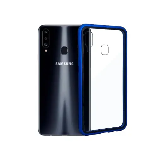 [PO1P2SA20S-0-3] Samsung A20S Back Case Magnetic Mobile Pouch (Blue)