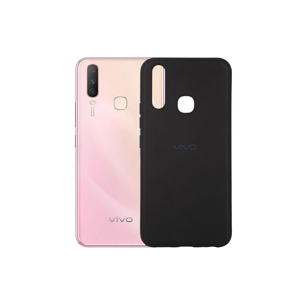 Vivo Y17 Back Case Soft Colour Mobile Pouch Black