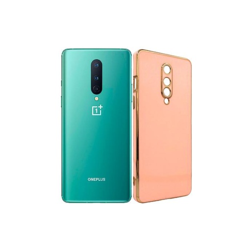 [PO29B1P8-5-10] OnePlus 8 Gold Chrome Case Mobile Pouch (Pink)