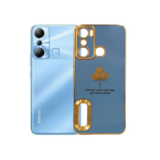 [PO29BIHOT20i-5-16] Infinix Hot20i Leaf Gold Chrome Mobile Pouch (Sky Blue)