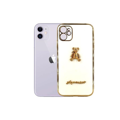 [PO29BIP11-5-1] Iphone 11 Bear Case Mobile Pouch (White)