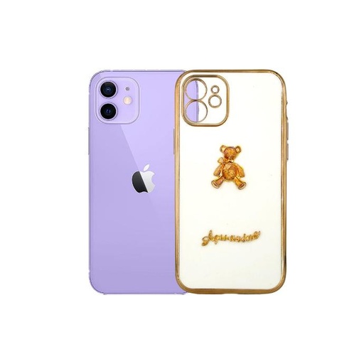 [PO29BIP12-5-1] Iphone 12 Bear Case Mobile Pouch (White)