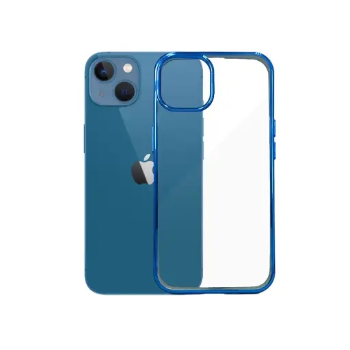 [PO29BIP13-4-3] Iphone 13 Soft Silicone Chrome Mobile Pouch (Blue)
