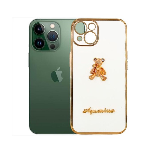 [PO29BIP13-5-1] Iphone 13 Bear Case Mobile Pouch (White)