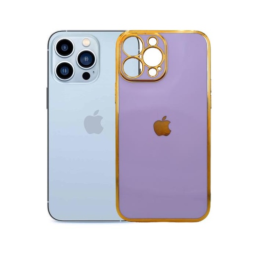 [PO29BIP13PMAX-1-12] Iphone 13 Pro Max Soft With Gold Apple Mobile Pouch (Purple)