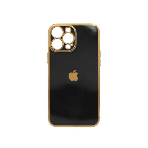 [PO29BIP13PMAX-1-2] Iphone 13 Pro Max Soft With Gold Apple Mobile Pouch (Black)