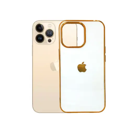 [PO29BIP13PR-1-1] Iphone 13 Pro Soft With Gold Apple Mobile Pouch (White)