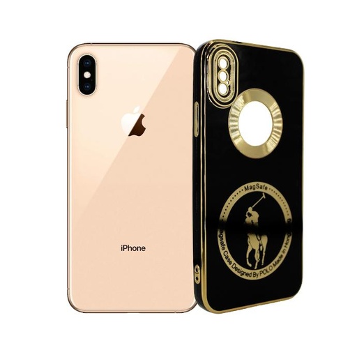 [PO29BIP8X-10-2] Iphone X Magsafe Designed Polo Print Chrome Mobile Pouch (Black)