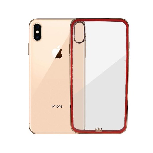 [PO29BIP8XSMAX-3-4] Iphone XS Max Soft Silicone Chrome Mobile Pouch (Red)