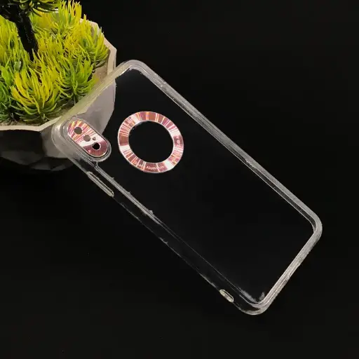 [PO29BIPXSMX-16-10] Iphone XS Max TPU With Gold Camera Protection Mobile Pouch (Pink)