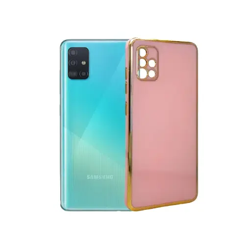 [PO29BSA51-5-22] Samsung A51 Gold Chrome Case Mobile Pouch (Baby Pink)