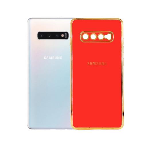 [PO29BSS10PL-5-4] Samsung S10 Plus Gold Side With Logo Mobile Pouch (Red)