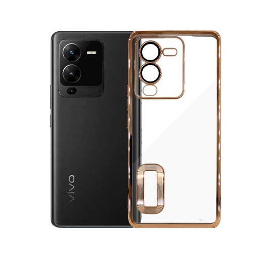[PO29BVIV25PR-8-5] Vivo V25 Pro Chrome Case Golden – Slim Camera‑Lens Protection Cover