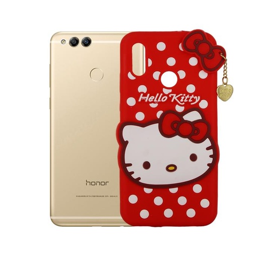 [PO51BHUHON10L-2-4] Huawei Honor 10 Lite Kitty Case Mobile Pouch (Red)