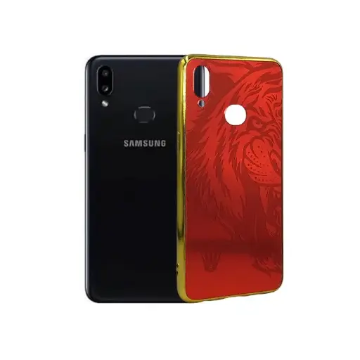 [PO52BSA10S-0-4] Samsung A10S Gold Plated Pouch Mobile Pouch (Red)