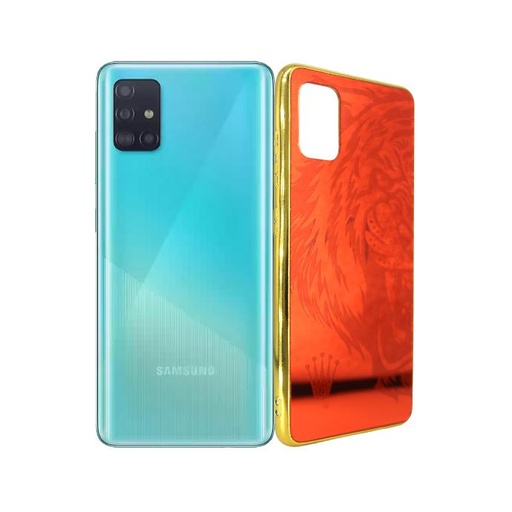[PO52BSA51-0-4] Samsung A51 Gold Platted Pouch Mobile Pouch (Red)