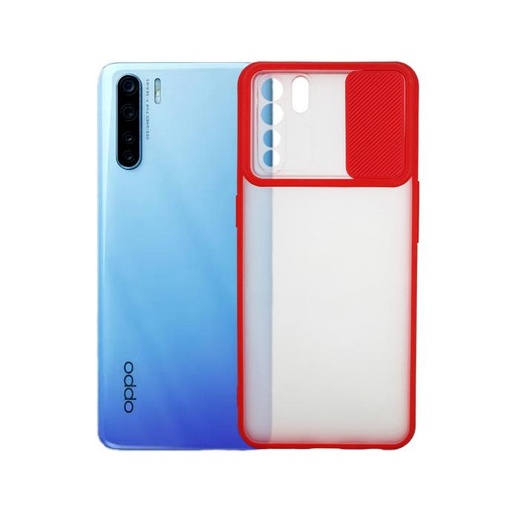 [PO6BOF15-4-4] Oppo F15 Matte Colour Button Back Mobile Pouch (Red)