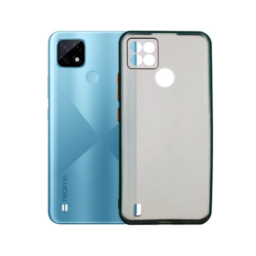 [PO6BORELMEC21-1-11] Oppo Realme C21 Matte Button Camera Protection Mobile Pouch (Green)