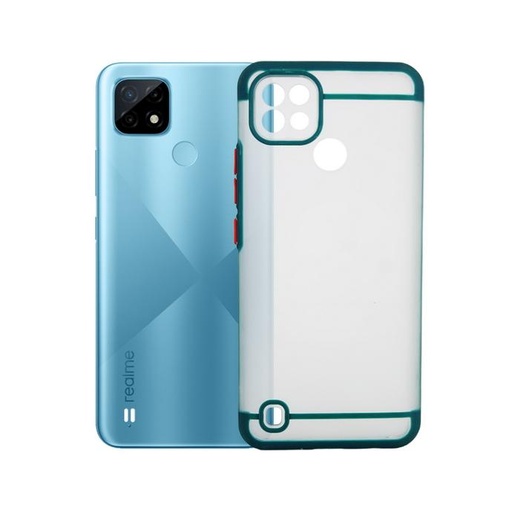 [PO6BORELMEC21-11-11] Oppo Realme C21 Matte Button Camera Protection Mobile Pouch (Green)