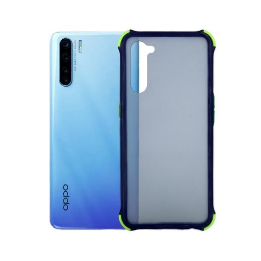 [PO6BORNO3-4-3] Oppo Reno 3 Matte Colour Button Mobile Pouch (Blue)