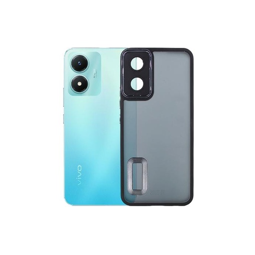 [PO6BVIY02S-6-2] Vivo Y02S Ring Matte Case Matte Logo Hard Mobile Pouch (Black)