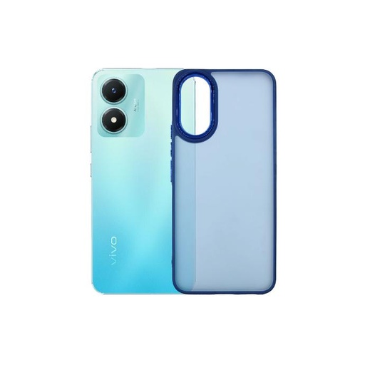 [PO6BVIY02S-6-3] Vivo Y02S Ring Matte Case Matte Logo Hard Mobile Pouch (Blue)