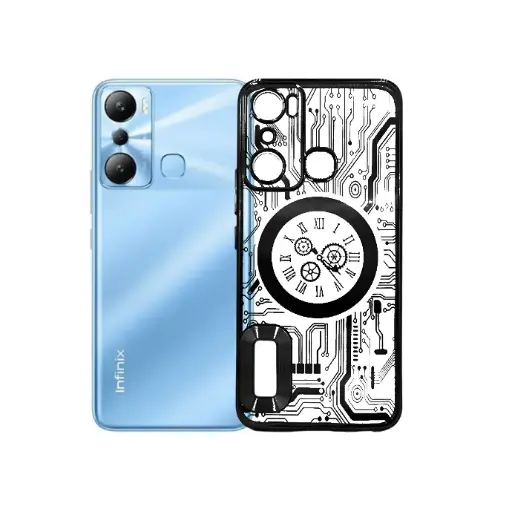 [PO29BiHOT20i-11-2] Infinix Hot 20i CD-Chrome Clock Design Back Case (Black)