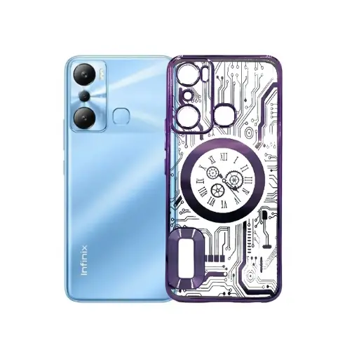 [PO29BiHOT20i-11-12] Infinix Hot 20i CD-Chrome Clock Design Back Case (Purple)