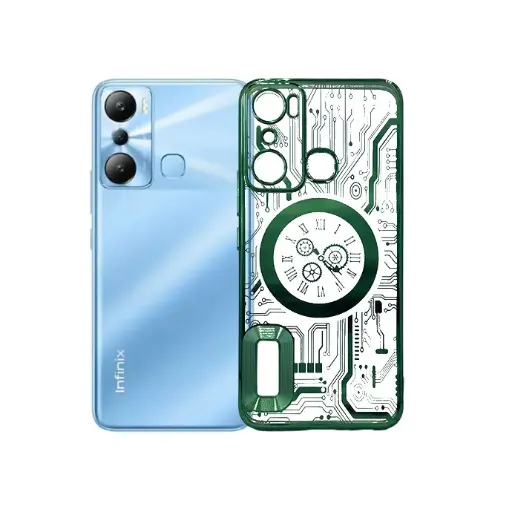 [PO29BiHOT20i-11-11] Infinix Hot 20i CD-Chrome Clock Design Back Case (Green)