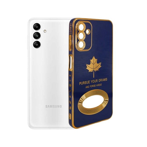 [PO29BSA04s-6-3] Samsung A04S/A13 5G Leaf Gold Chrome Back Case (Blue) 