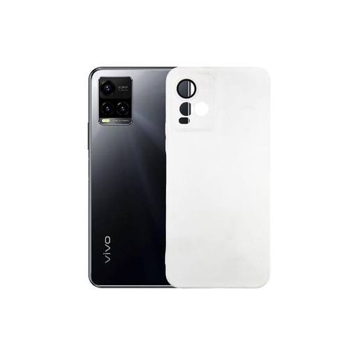[PO14BViY33s-6-1] Vivo Y33S/Y21T/Y33T Soft Silicone Matte Camera Ring Case - White