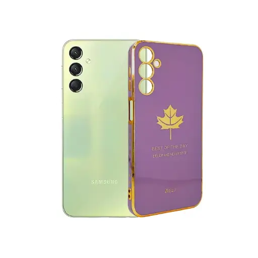 [PO29BSA24-6-29] ​Samsung A24 Leaf Gold Chrome Back Case (Light Purple)