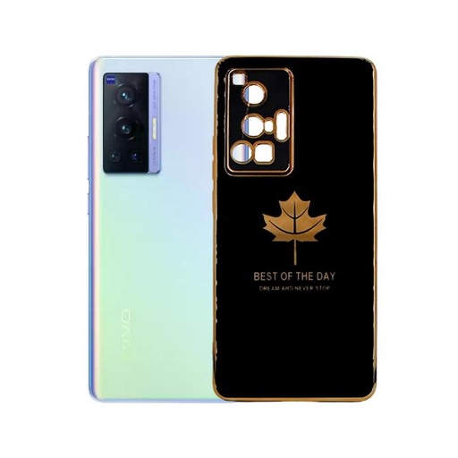 [PO29BViX70PR-6-2] Vivo X70 Pro Gold Leaf Chrome Case Black – Slim Soft Silicone Cover