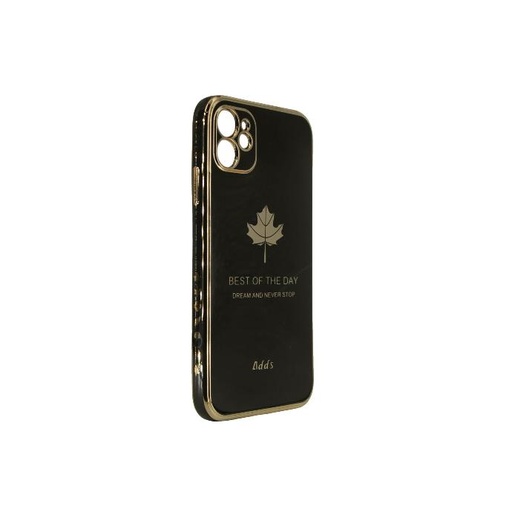 [PO29BiPXiR-6-2] Iphone 11 Leaf Gold Chrome Back Case (Black)