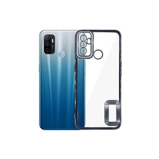 [PO29BOA53-7-2] Oppo A53 CD Chrome Side Transparent & Colour Case (Black)