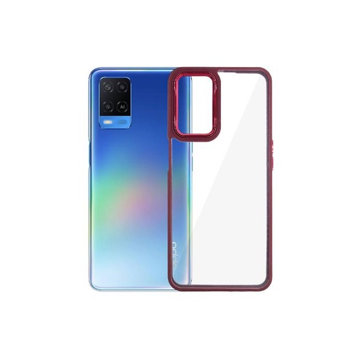 [PO26BOA54-8-21] Oppo A54 New Skin Chrome Camera Ring Back Case (Maroon)