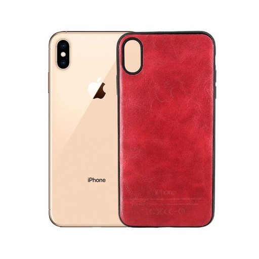 [PO18BIPXSMAX-12-4] iPhone XS Max Leather Back Case - Elegant Red Protection for Your Device