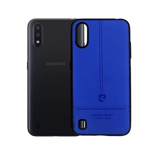 [PO18BSA01-12-3] Samsung A01 Pierre Cerdin Leather Back Case (Blue)