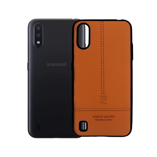 [PO18BSA01-12-13] Samsung A01 Pierre Cerdin Leather Back Case (Brown)
