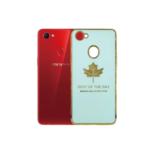 [PO29BOF7-6-14] Oppo F7 Leaf Gold Chrome Back Case (Sea Green)