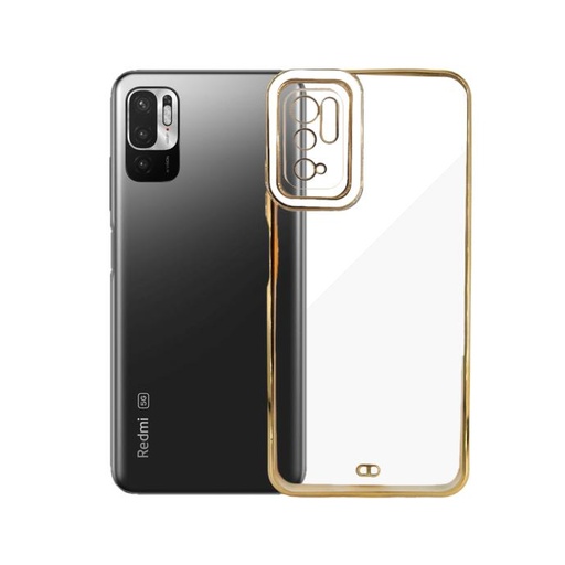 [PO29BMINOT10-1-1] Redmi Note 10/Note 10S Diamond Side Gold Chrome Back Case (White)