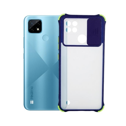 [PO6BORELMEC21-10-3] Oppo Realme C21 Colour Bumper Matte Shutter Back Case (Blue)