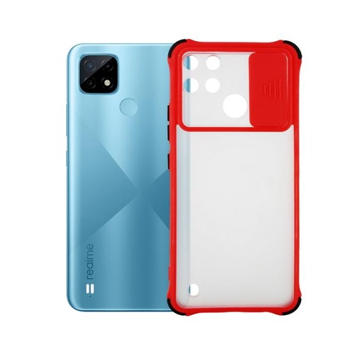 [PO6BORELMEC21-10-4] Oppo Realme C21 Colour Bumper Matte Shutter Back Case (Red)