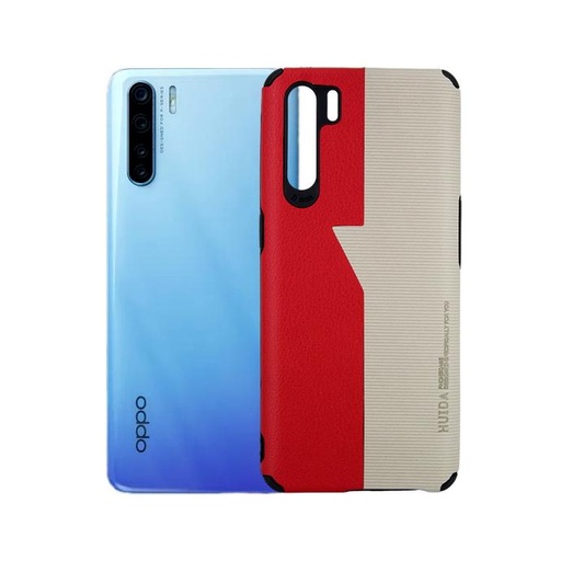 [PO18BOF15-3-4] Oppo F15 Huida Dual Leather Back Case (Red)