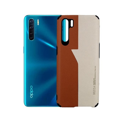 [PO18BOF15-3-13] Oppo F15 Huida Dual Leather Back Case (Brown)